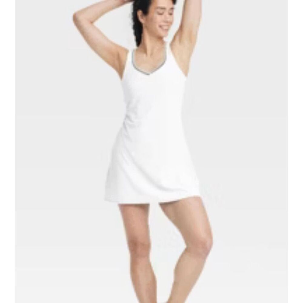Joy Lab everyday soft athletic dress white black trim small